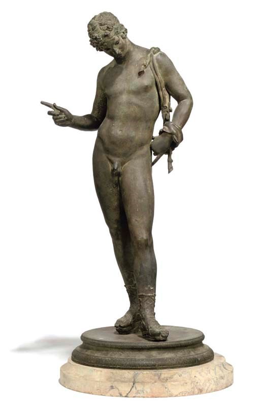 A NEAPOLITIAN BRONZE FIGURE OF NARCISSUS