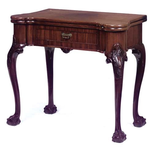 A GEORGE II MAHOGANY CARD TABLE