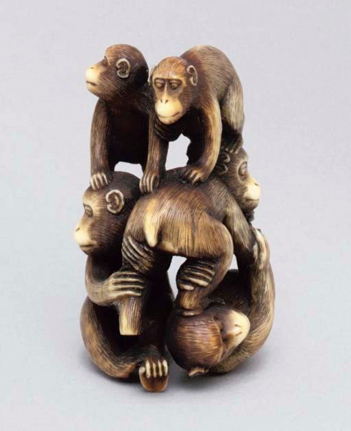 A Japanese ivory netsuke, signed Ichijyusai, 19th Century
