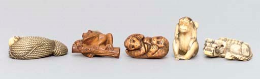 A group of five netsuke, 19th and 20th Century