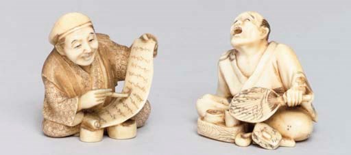 Two Japanese ivory netsuke, Late 19th Century