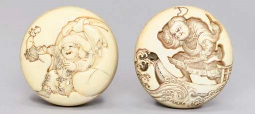 Two ivory manju netsuke, 19th Century
