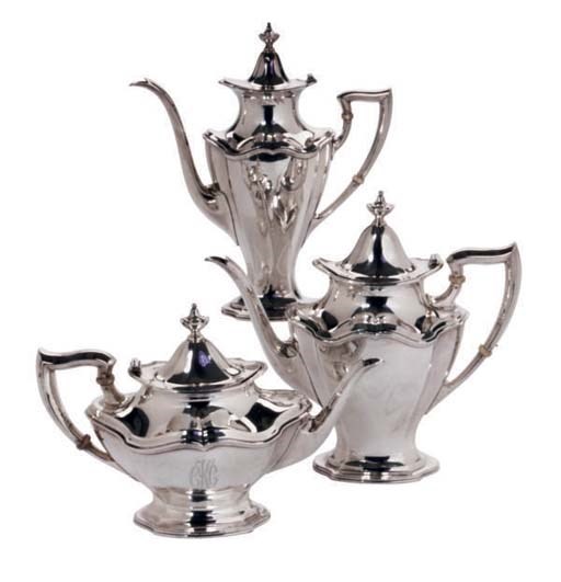 AN AMERICAN SILVER PART TEA SERVICE,