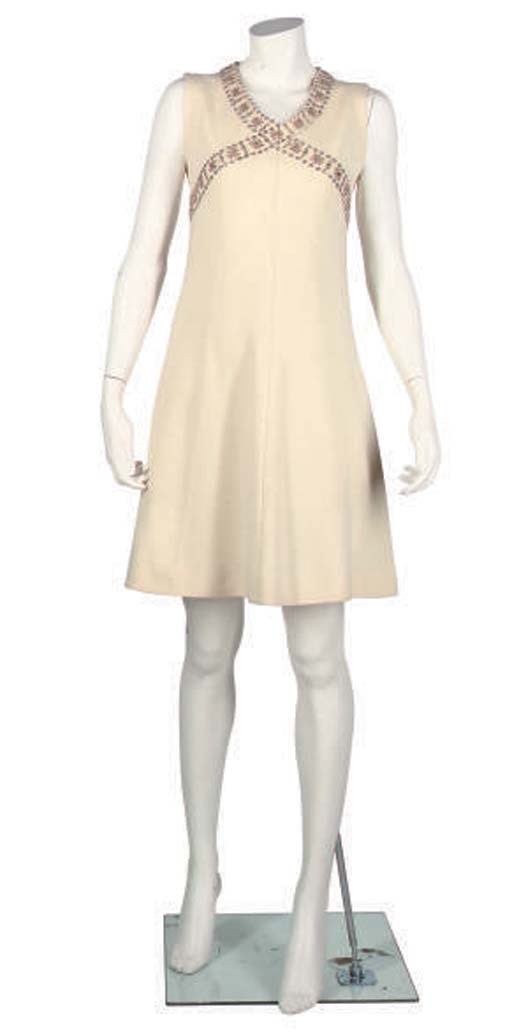 YVES SAINT LAURENT IVORY WOOL TUNIC, 1960s