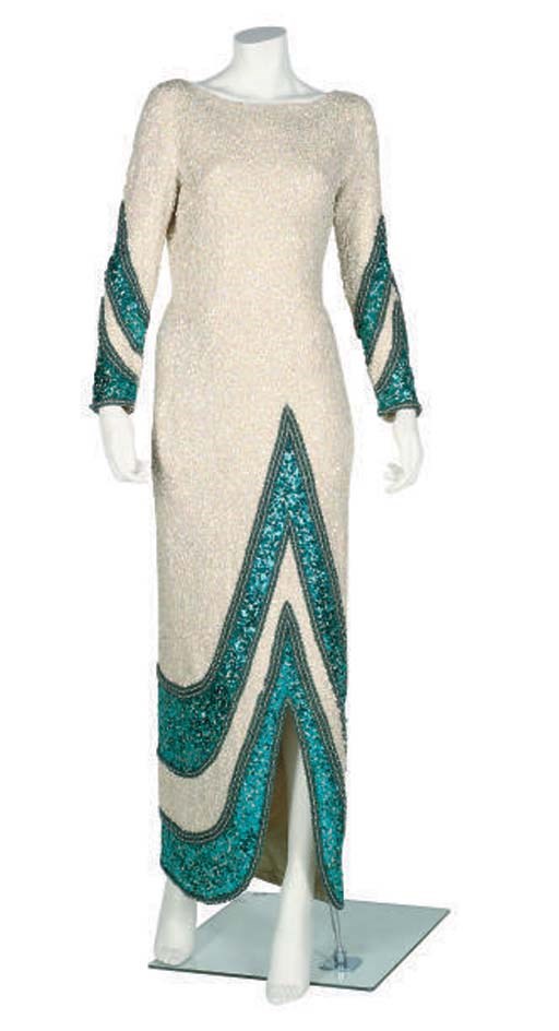 CHRISTIAN DIOR KNITTED WOOL EVENING GOWN