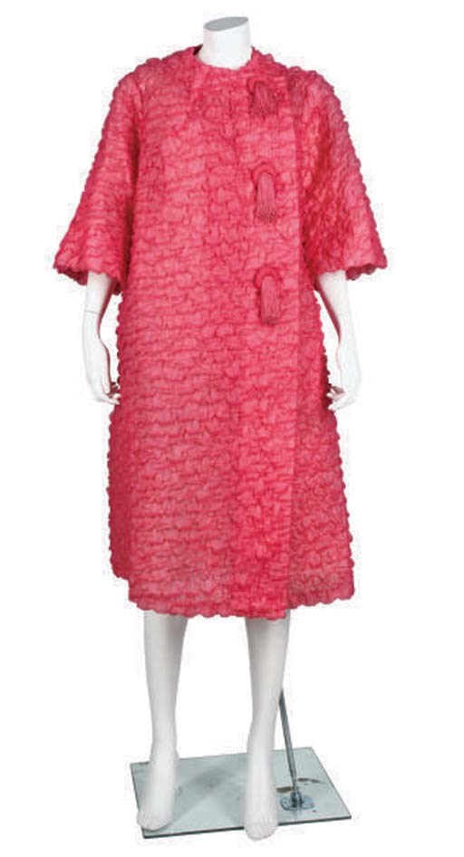 PINK RUCHED COCKTAIL COAT