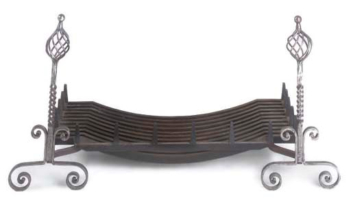 A PAIR OF STEEL ANDIRONS