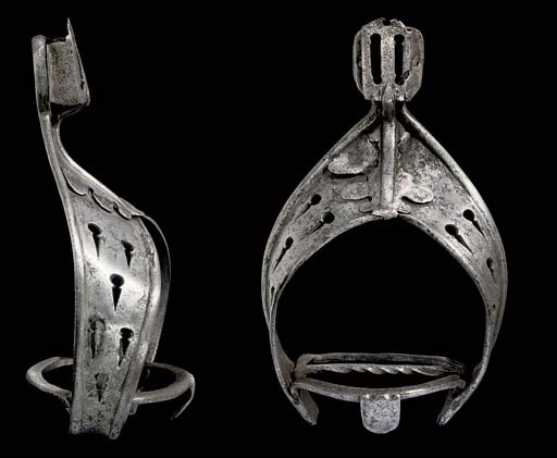 A PAIR OF SPANISH STIRRUPS, IN 15TH CENTURY STYLE