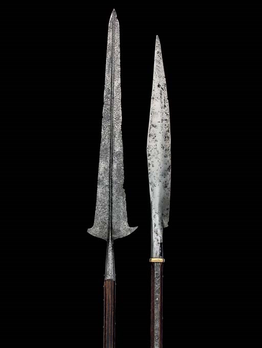 AN ITALIAN 'OX-TONGUE' PARTISAN; AND A FRENCH VOUGE, IN 15TH CENTURY STYLE