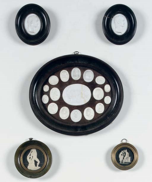 A SERIES OF SEVENTEEN ENGLISH GLASS PASTE INTAGLIOS