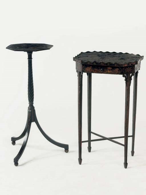 A GEORGE III BLACK AND GILT-JAPANNED OCCASIONAL TABLE