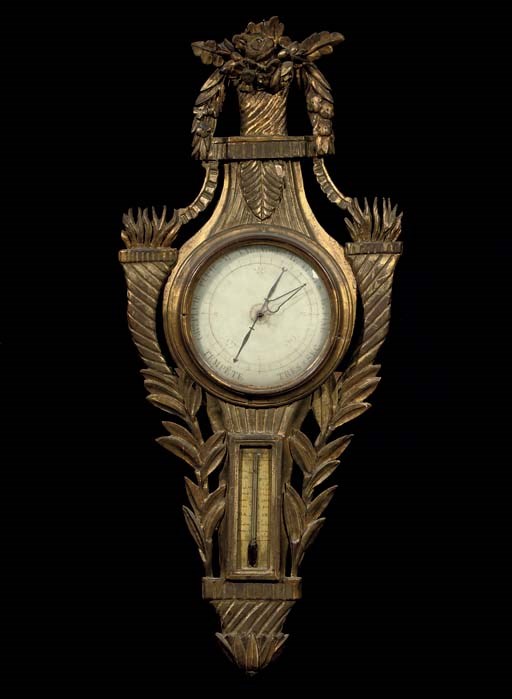 A LOUIS XVI GILTWOOD BAROMETER