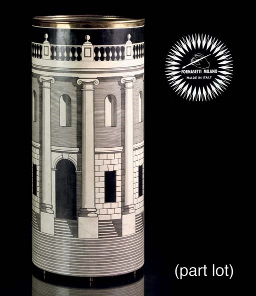 AN ITALIAN METAL TRANSFER PRINTED UMBRELLA STAND