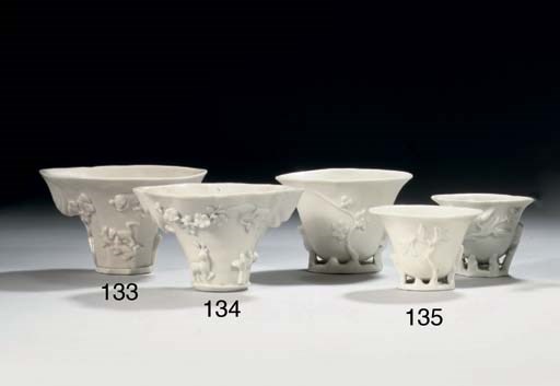 A Chinese blanc-de-chine libation cup