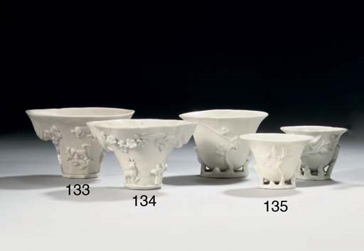 A Chinese blanc-de-chine libation cup