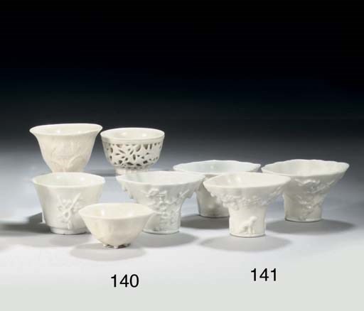 Four Chinese blanc-de-chine cups