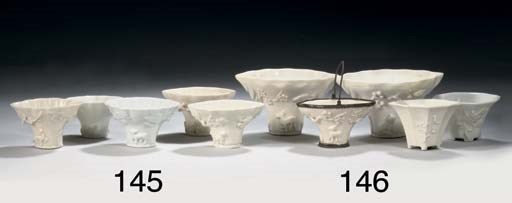 An assorted lot of Chinese blanc-de-chine cups