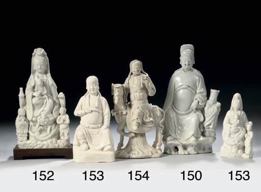 A Chinese blanc-de-chine figure of Guandi