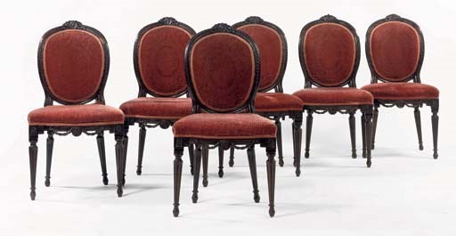 A SET OF SIX DUTCH MAHOGANY DINING CHAIRS