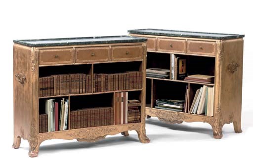 A PAIR OF FRENCH GILTWOOD BOOKCASES