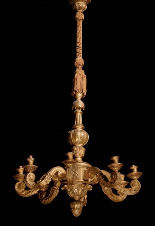 A French giltwood eight-light chandelier