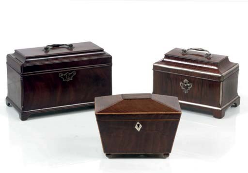 A GEORGE II SILVER-MOUNTED AND ROSEWOOD TEA-CADDY