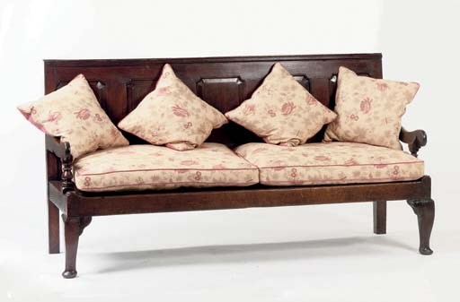AN ENGLISH OAK HALL BENCH