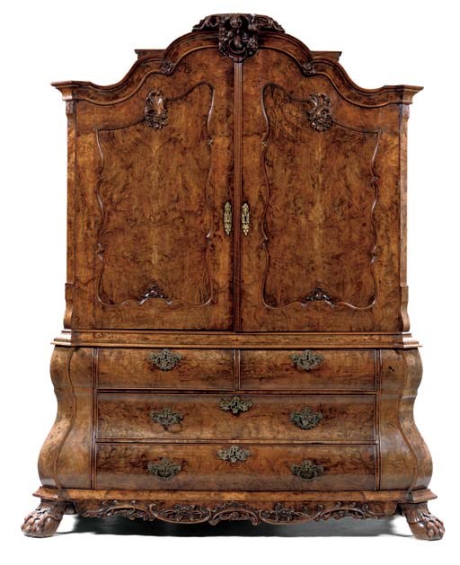 A DUTCH GILT BRONZE-MOUNTED BURR-WALNUT CABINET