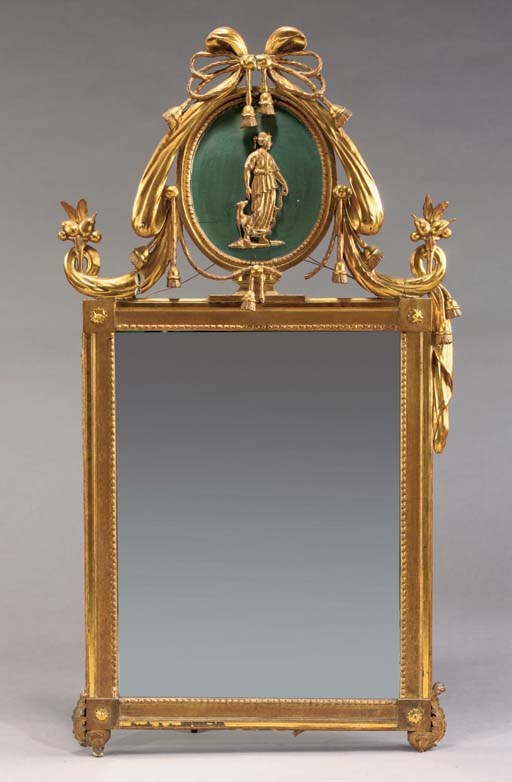 A DUTCH GREEN-PAINTED AND PARCEL-GILT MIRROR