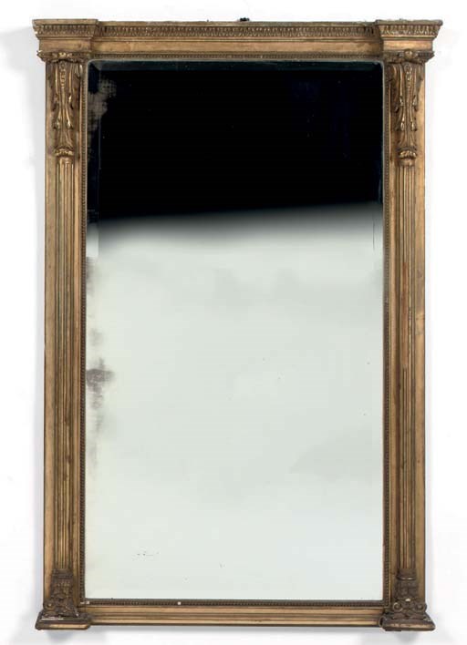 AN ENGLISH GILTWOOD AND GESSO OVERMANTEL MIRROR