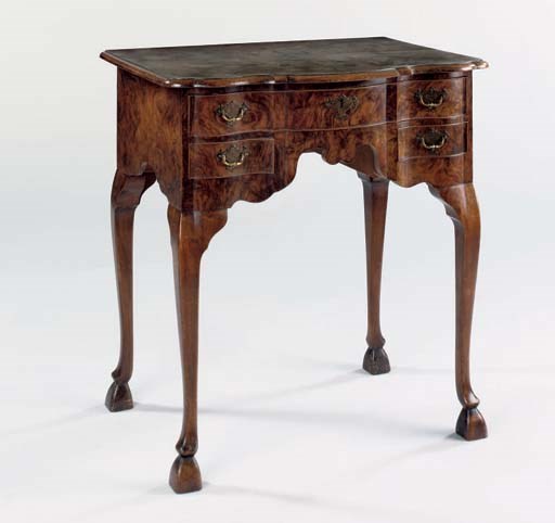 A DUTCH BRASS-MOUNTED BURR-WALNUT WRITING TABLE