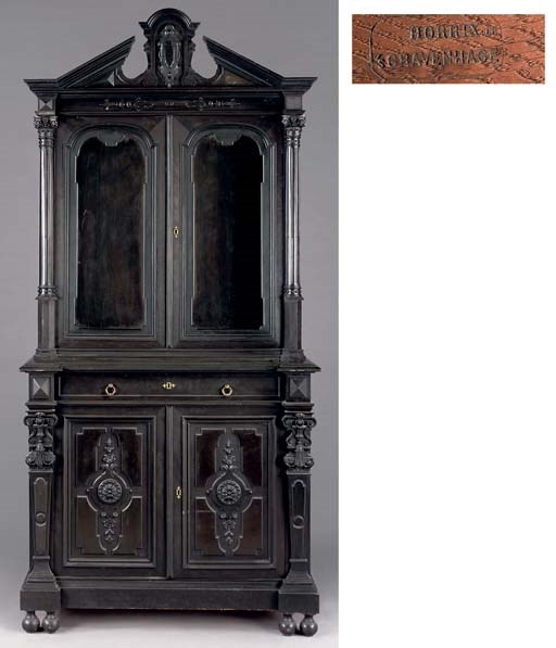 A DUTCH GILT BRASS-MOUNTED EBONISED CABINET