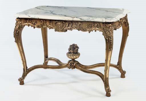 A FRENCH CARVED GILTWOOD CENTRE TABLE