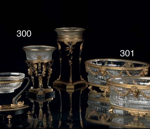 A PAIR OF FRENCH ORMOLU-MOUNTED CUT-GLASS JARDINIERES