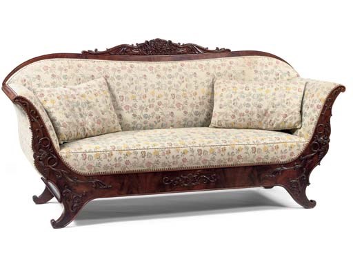 A GERMAN BIEDERMEIER MAHOGANY SOFA
