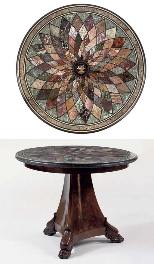 AN ITALIAN SPECIMEN MARBLE AND MICRO-MOSAIC TABLE TOP