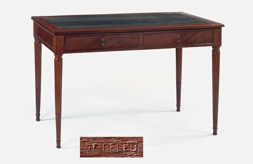 AN ORMOLU-MOUNTED MAHOGANY BUREAU PLAT