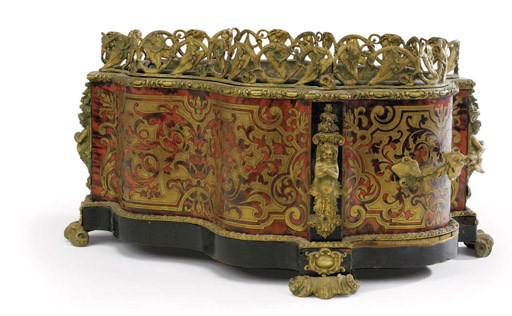 A NAPOLEON III ORMOLU-MOUNTED, EBONY, RED TORTOISESHELL AND BRASS BOULLE MARQUETRY JARDINIERE