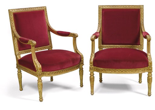 A PAIR OF FRENCH GILTWOOD OPEN FAUTEUILS