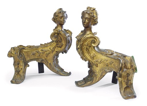 A PAIR OF FRENCH ORMOLU CHENETS