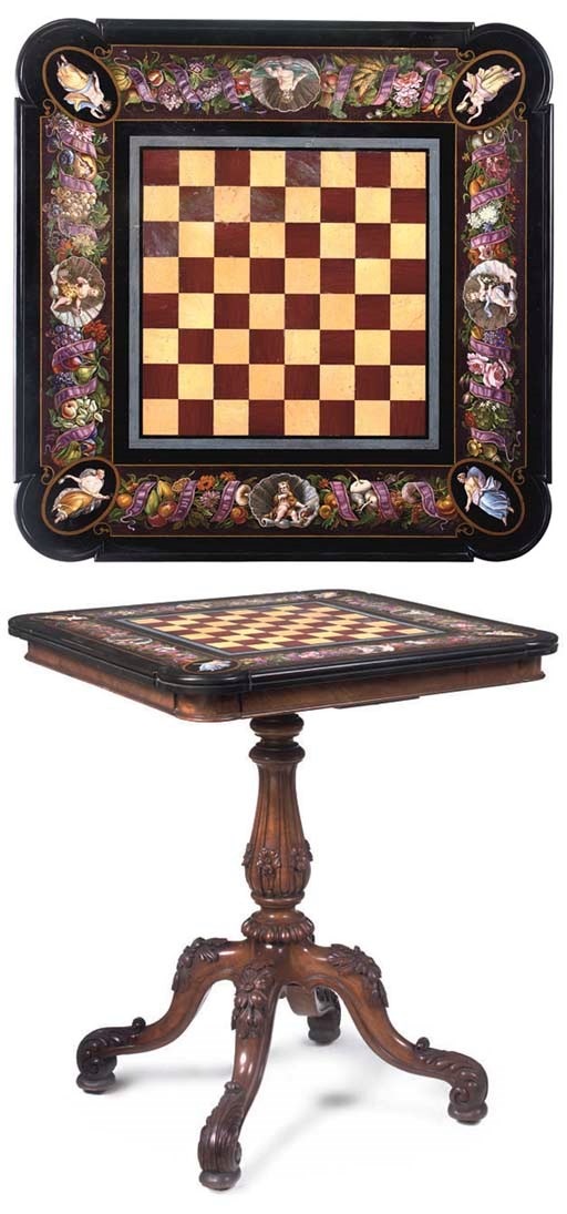 A ROMAN MICROMOSAIC AND WALNUT GAMES-TABLE
