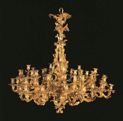 A LARGE NAPOLEON III ORMOLU FORTY-EIGHT-LIGHT CHANDELIER