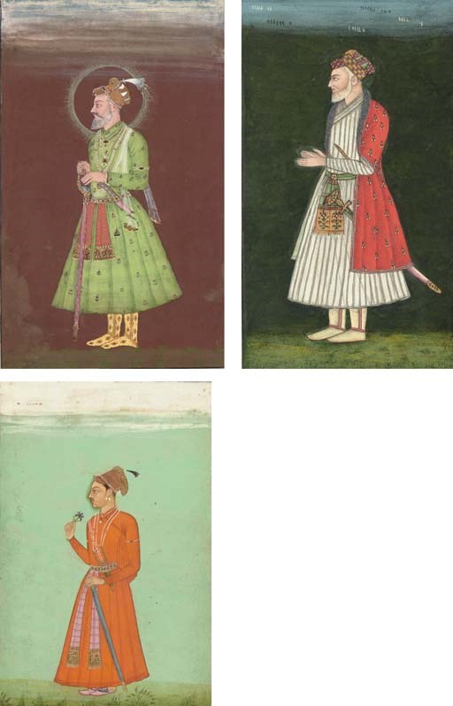 Three paintings of courtiers