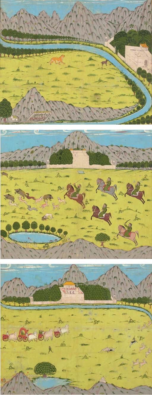 Three paintings of the hunt