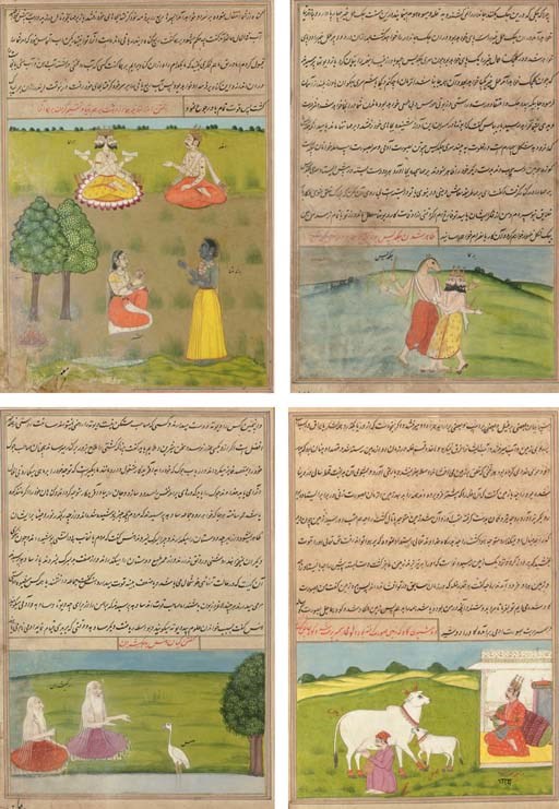 Four pages from a Mahabharatha series