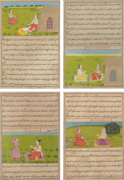 Four pages from a Mahabharatha series