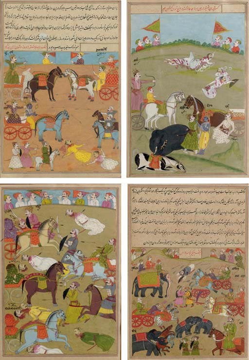 Four pages from a mahabharatha series