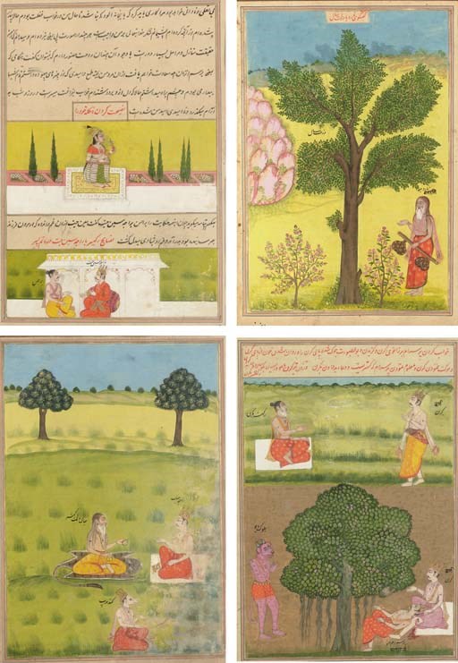 Four pages from a Mahabharatha series