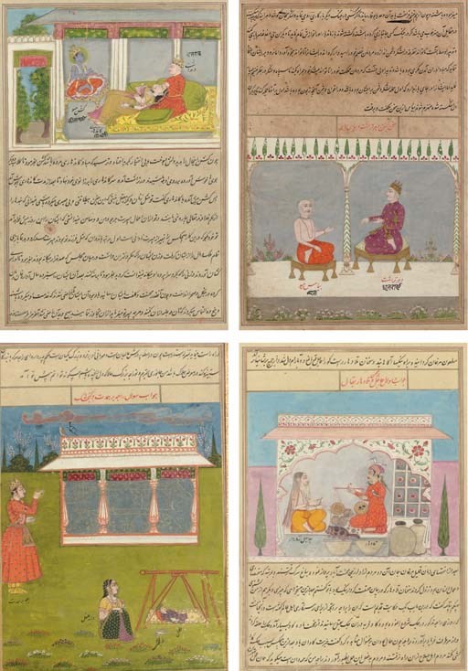 Four pages from a Mahabharatha series