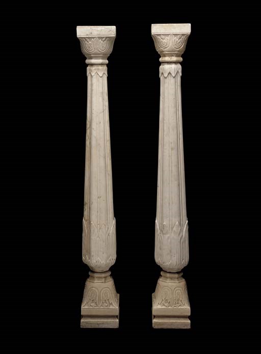 A pair of white marble columns